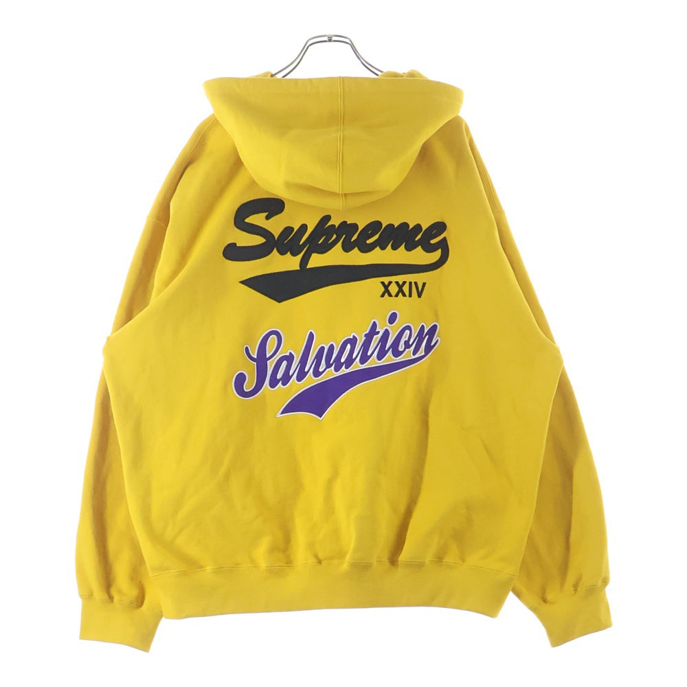 SUPREME(シュプリーム) 24SS Salvation Zip Up Hooded サルベーション ロゴ刺繍 ジップアップ スウェット パーカー イエロー