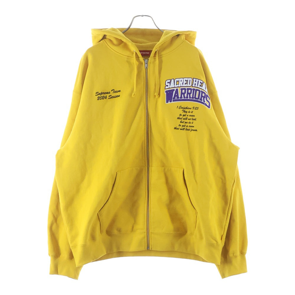 SUPREME(シュプリーム) 24SS Salvation Zip Up Hooded サルベーション ロゴ刺繍 ジップアップ スウェット パーカー イエロー