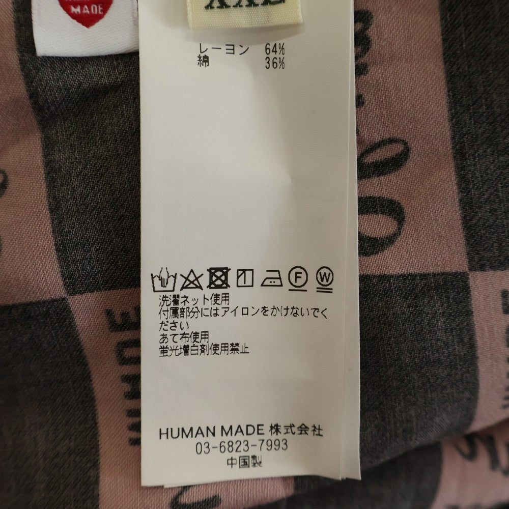 HUMAN MADE(ヒューマンメイド) 24AW OPEN COLLAR SHIRT 総柄 オープンカラー 長袖シャツ ブラック/ピンク HM28SH020