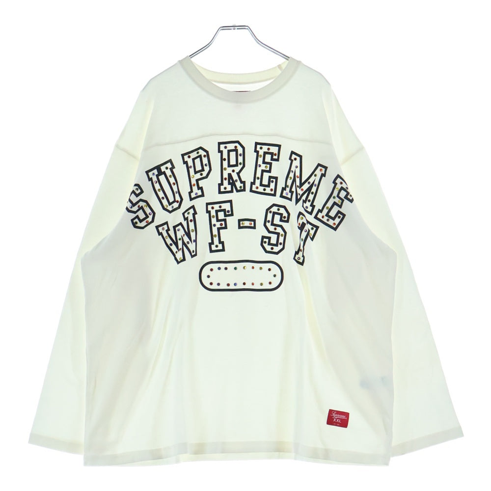 SUPREME(シュプリーム) 24AW Athletic Studded L/S Top アスレチック スタッズ ロゴプリント 長袖Tシャツ カットソー ホワイト