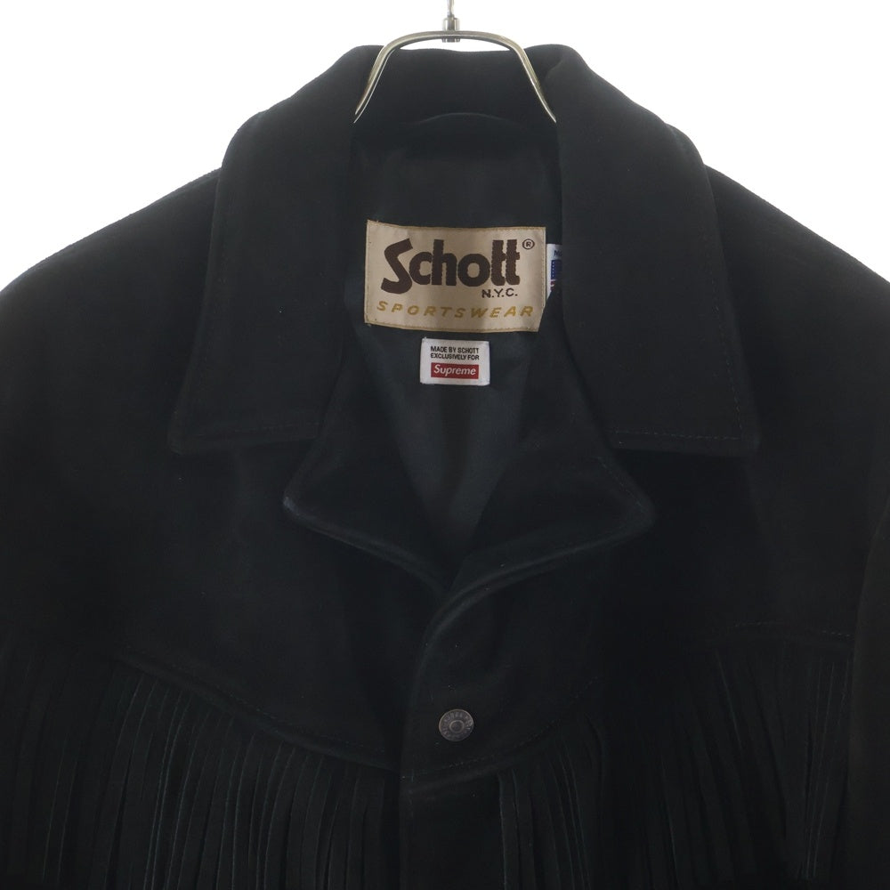 SUPREME(シュプリーム) 20SS ×Schott Fringe Suede Coat ショット フリンジ スウェードレザー コート ブラック