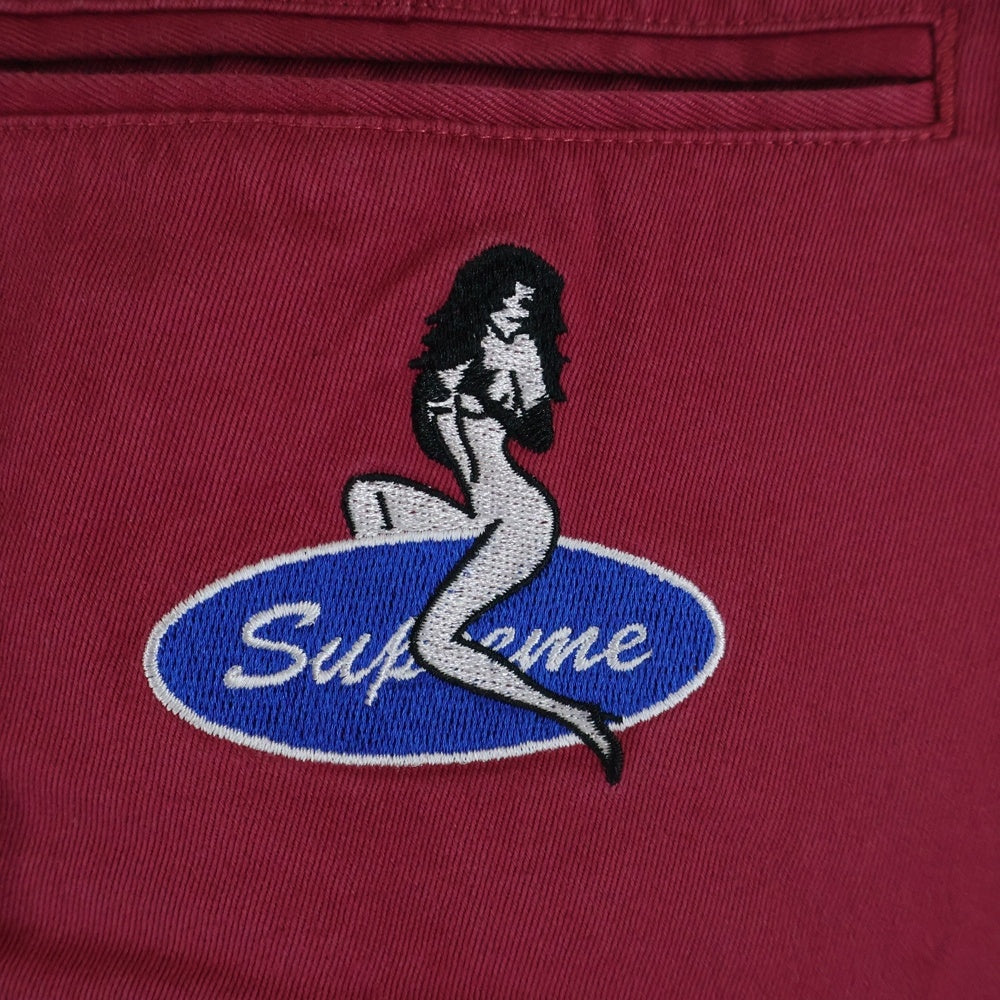 SUPREME(シュプリーム) 21SS Pin Up Chino Pant ピンアップ ロゴ刺繍 チノパンツ レッド