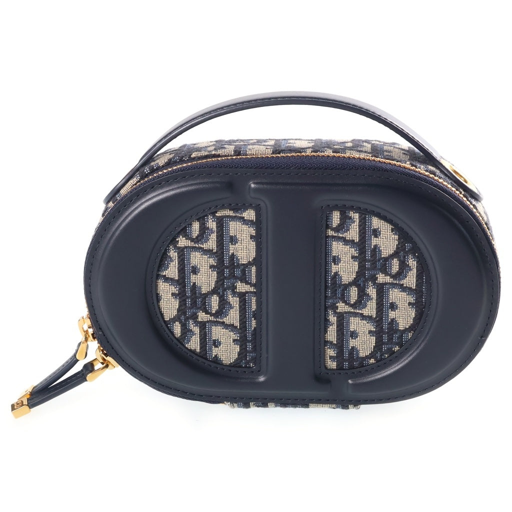 Christian Dior(クリスチャンディオール) CD シグネチャー オブリーク オーバル カメラ レザー ショルダーバッグ ブラック/グレー S2201UTZQ M928 レディース