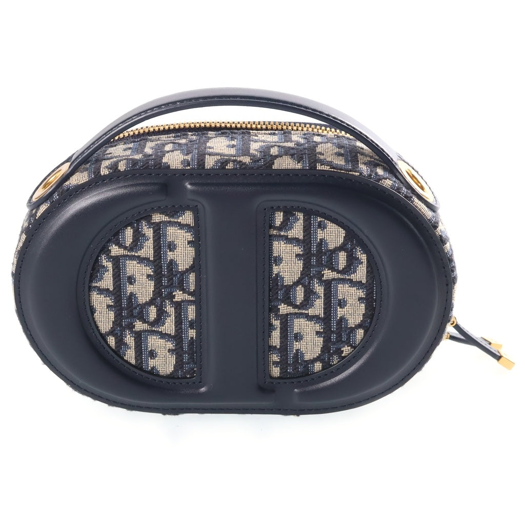 Christian Dior(クリスチャンディオール) CD シグネチャー オブリーク オーバル カメラ レザー ショルダーバッグ ブラック/グレー S2201UTZQ M928 レディース