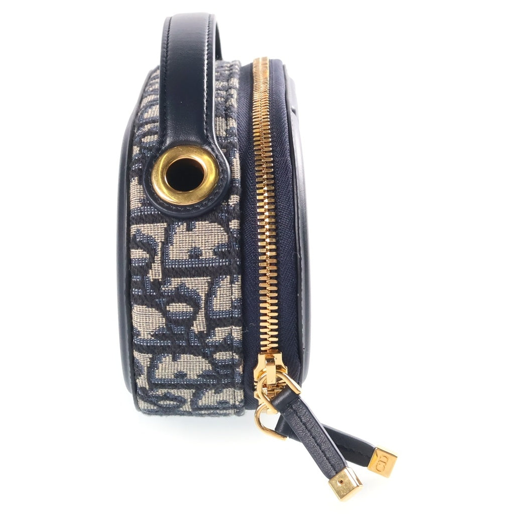 Christian Dior(クリスチャンディオール) CD シグネチャー オブリーク オーバル カメラ レザー ショルダーバッグ ブラック/グレー S2201UTZQ M928 レディース
