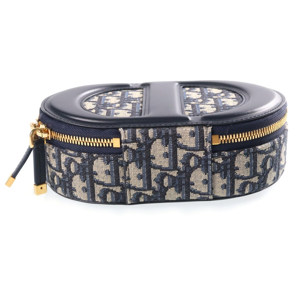 Christian Dior(クリスチャンディオール) CD シグネチャー オブリーク オーバル カメラ レザー ショルダーバッグ ブラック/グレー S2201UTZQ M928 レディース