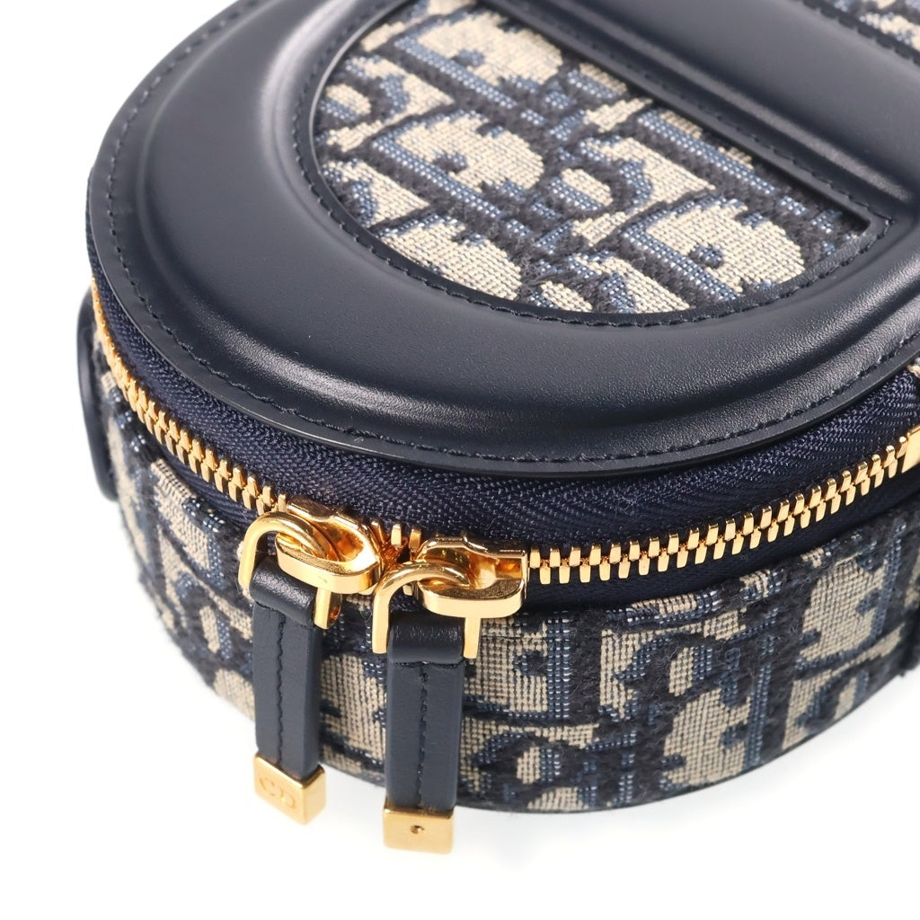 Christian Dior(クリスチャンディオール) CD シグネチャー オブリーク オーバル カメラ レザー ショルダーバッグ ブラック/グレー S2201UTZQ M928 レディース