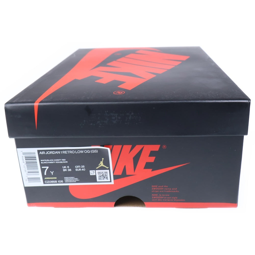 NIKE(ナイキ) AIR JORDAN 1 RETRO LOW OG GS エアジョーダン 1 ロー つま黒 ローカットスニーカーシューズ ブラック/レッド/ホワイト US7Y/25cm CZ0858-106