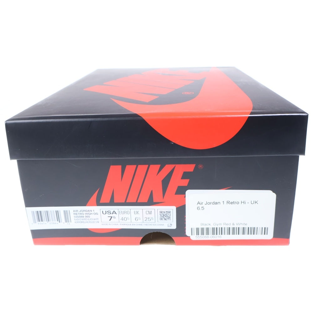 NIKE(ナイキ) AIR JORDAN 1 RETRO HIGH OG BLACK GYM RED エアジョーダン1 レトロ ハイカットスニーカー ブラック US7.5/25.5cm 555088-060