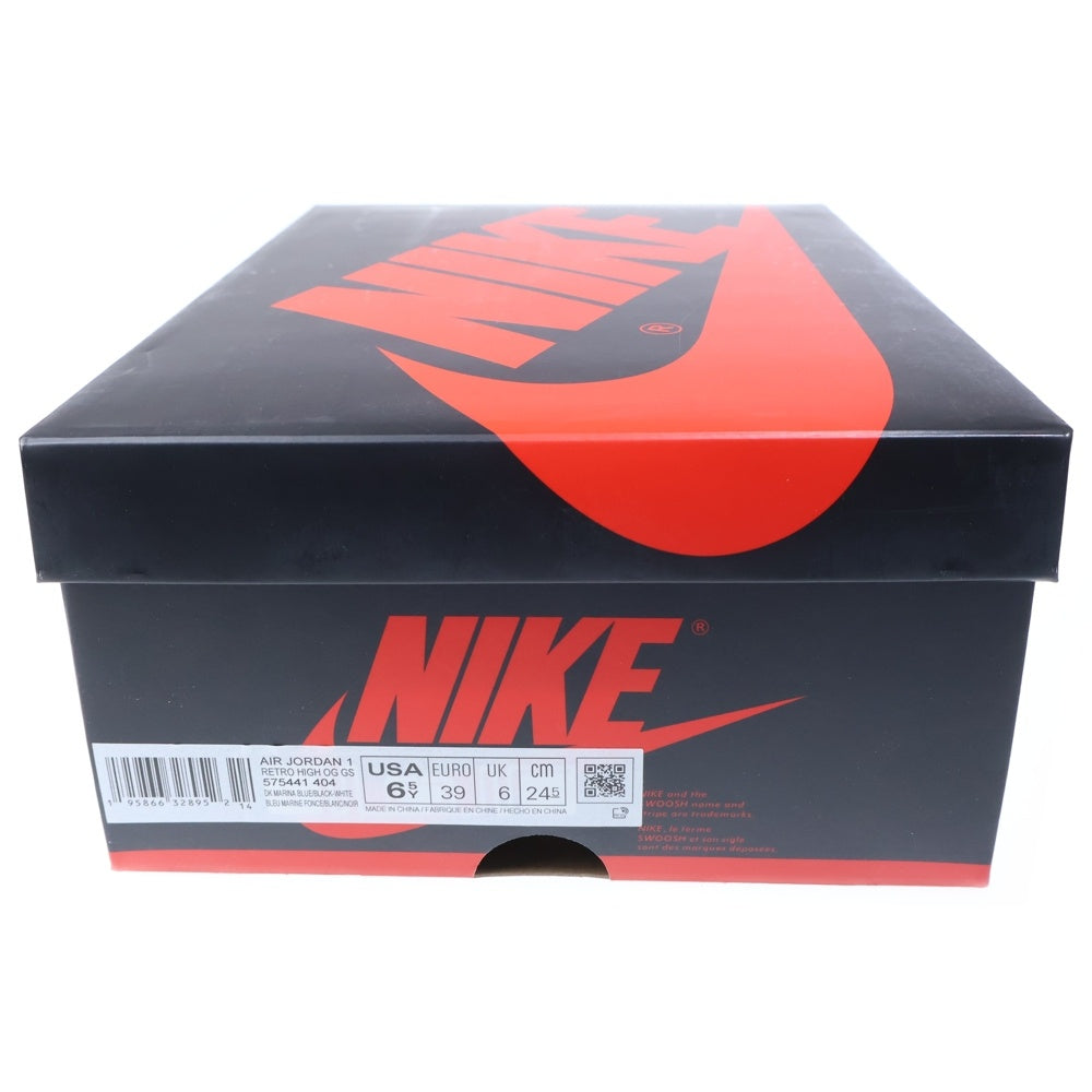 NIKE(ナイキ) AIR JORDAN 1 RETRO HIGH OG GS DARK MARINA BLUE エアジョーダン1 ダークマリーナブルー ハイカットスニーカー ブラック/ブルー 6Y/24.5cm 575441-404 レディース