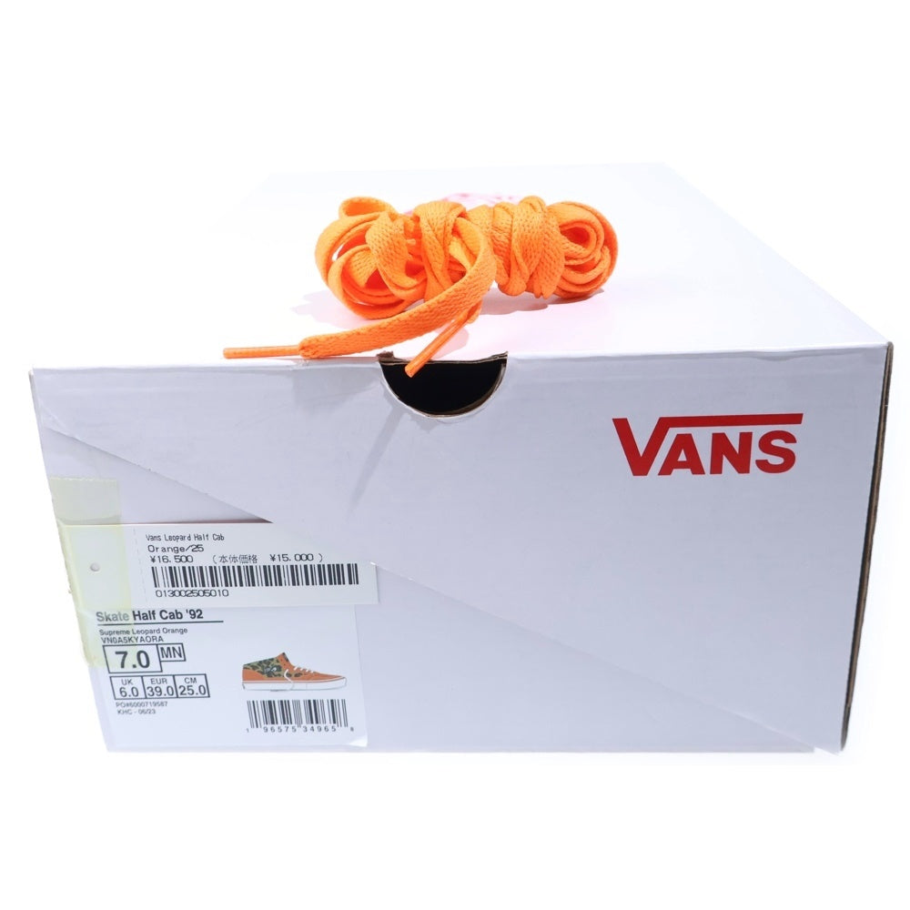 SUPREME(シュプリーム) 23AW ×VANS Leopard Half Cab バンズ レオパード ハーフキャブ ミドルカットスニーカーシューズ オレンジ US7/25cm VN0A5KYAORA
