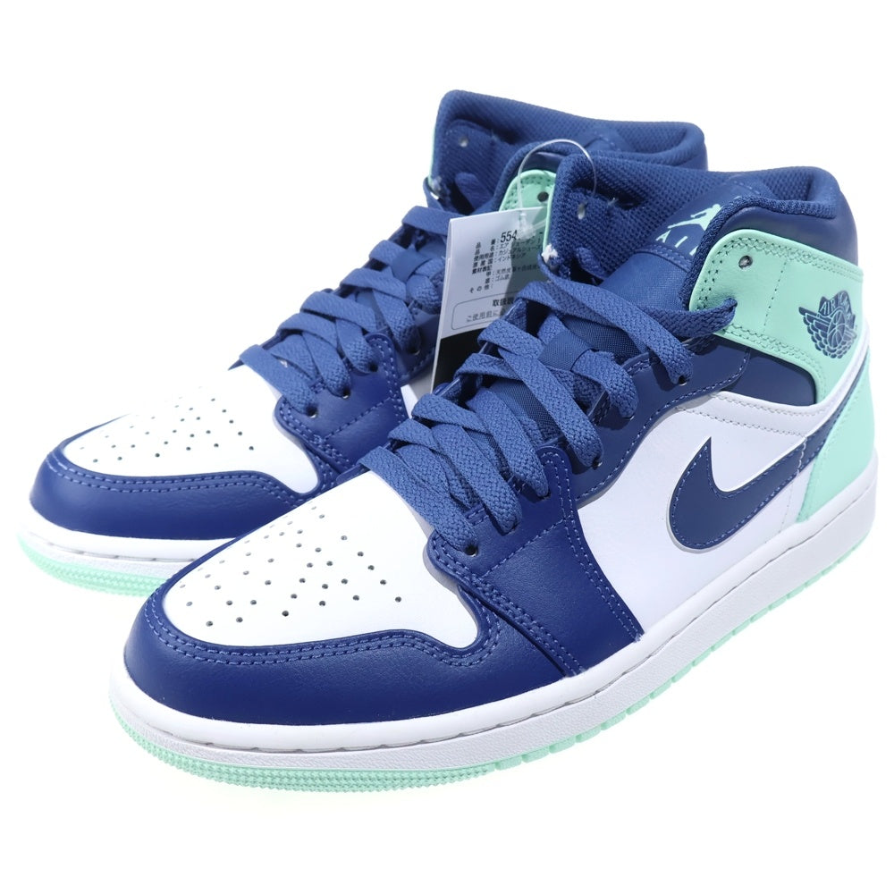 NIKE(ナイキ) AIR JORDAN 1 MID BLUE MINT エアジョーダン 1 ブルーミント ミッドカットスニーカー ホワイト/ブルー US7/25cm 554724-413