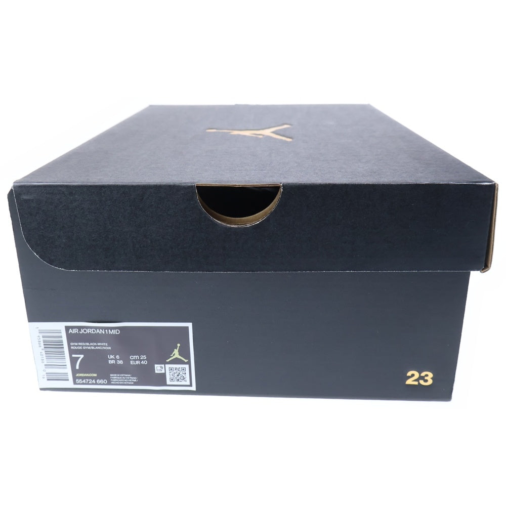 NIKE(ナイキ) AIR JORDAN 1 MID Reverse Bred エアジョーダン1 ミッド リバースブレッド ミドルカットスニーカーシューズ ブラック/レッド UD7/25cm 554724-660