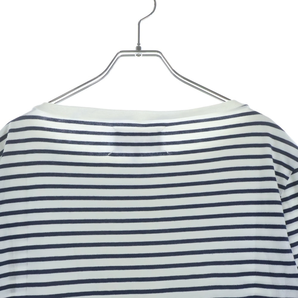 Maison Margiela(メゾンマルジェラ) コットン ニット切替 ボーダー 長袖Tシャツ カットソー ホワイト/ブルー S30HA0636