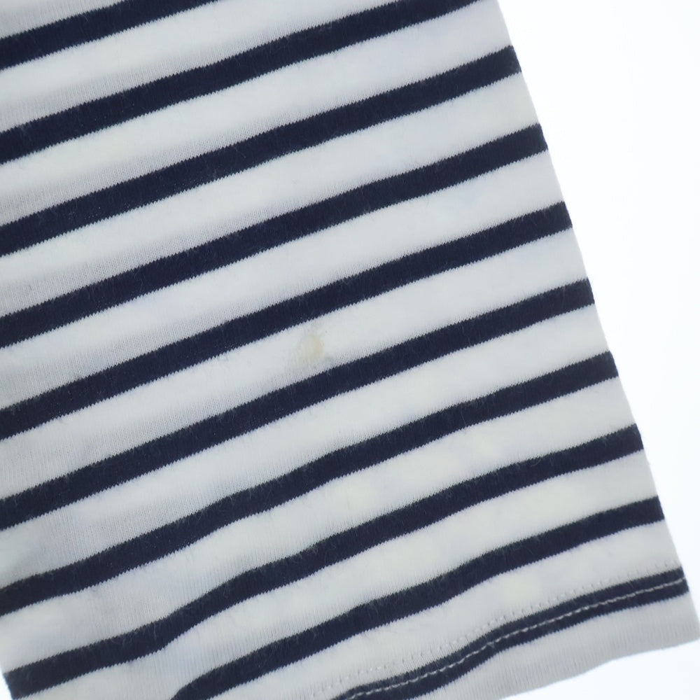Maison Margiela(メゾンマルジェラ) コットン ニット切替 ボーダー 長袖Tシャツ カットソー ホワイト/ブルー S30HA0636