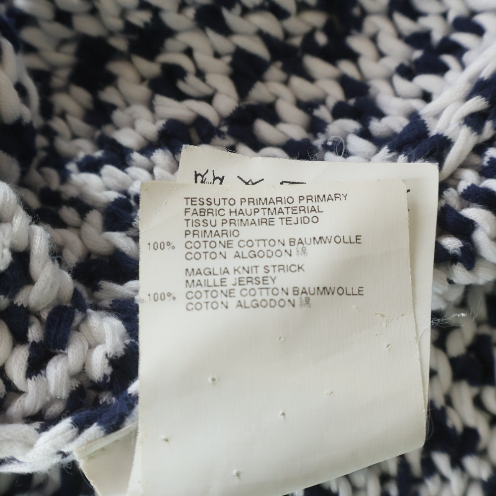 Maison Margiela(メゾンマルジェラ) コットン ニット切替 ボーダー 長袖Tシャツ カットソー ホワイト/ブルー S30HA0636