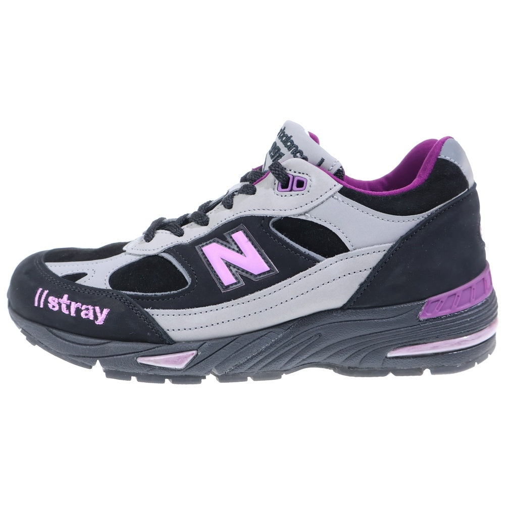 New Balance(ニューバランス) M991SRP ×Stray Rats ストレイラッツ メッシュ スウェードレザー ローカットスニーカー ブラック/パープル US9.5/27.5cm