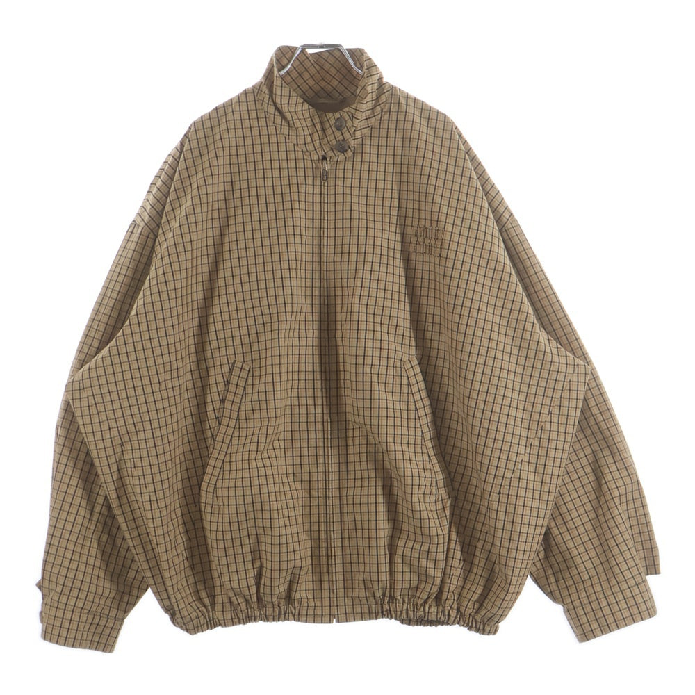 miumiu(ミュウミュウ) 25SS チェック総柄 フロントロゴ ジップアップ ブルゾン ジャケット ベージュ ML1066
