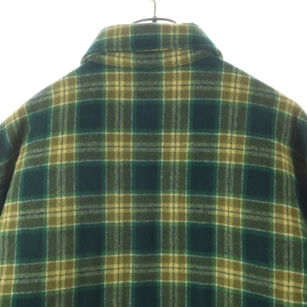 CELINE(セリーヌ) 22AW Overshirt in Checked Wool チェック柄 裏地キルティング ウールオーバーシャツジャケット グリーン調 2W705499R