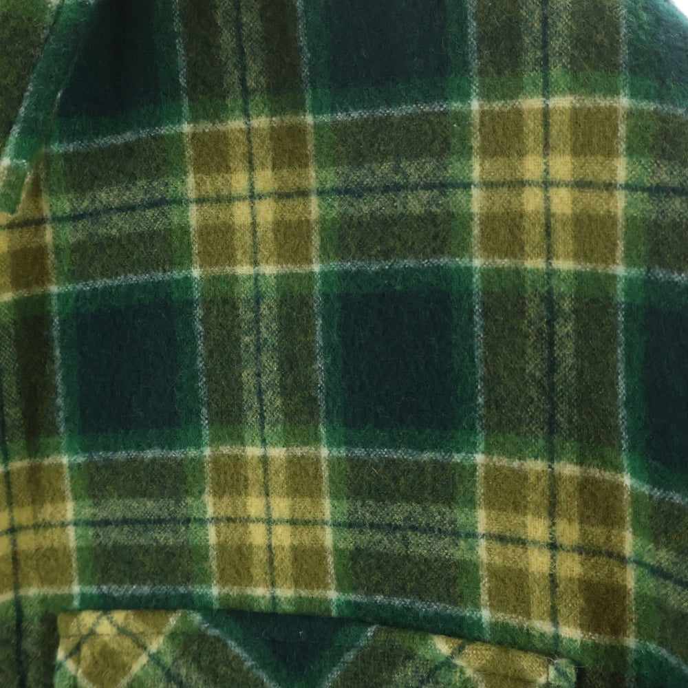 CELINE(セリーヌ) 22AW Overshirt in Checked Wool チェック柄 裏地キルティング ウールオーバーシャツジャケット グリーン調 2W705499R