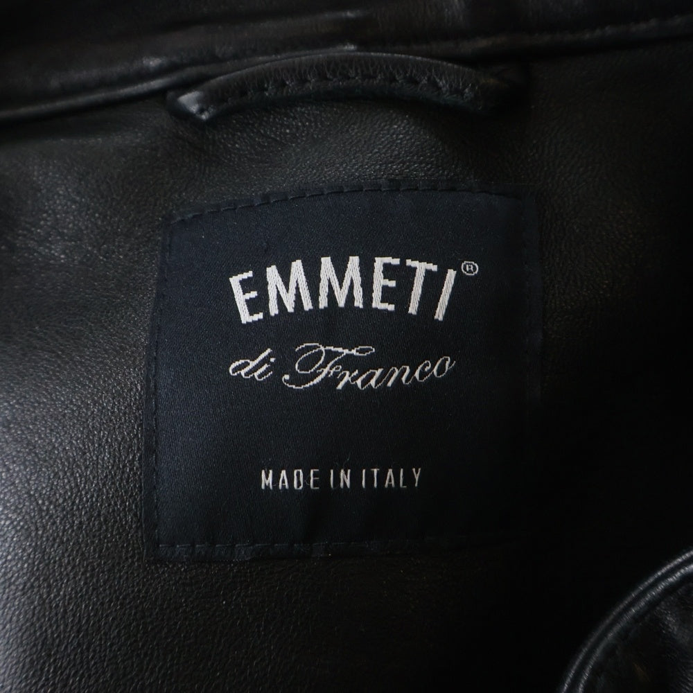 EMMETI(エンメティ) JURI ラムレザー ジングルライダースジャケット ブラック