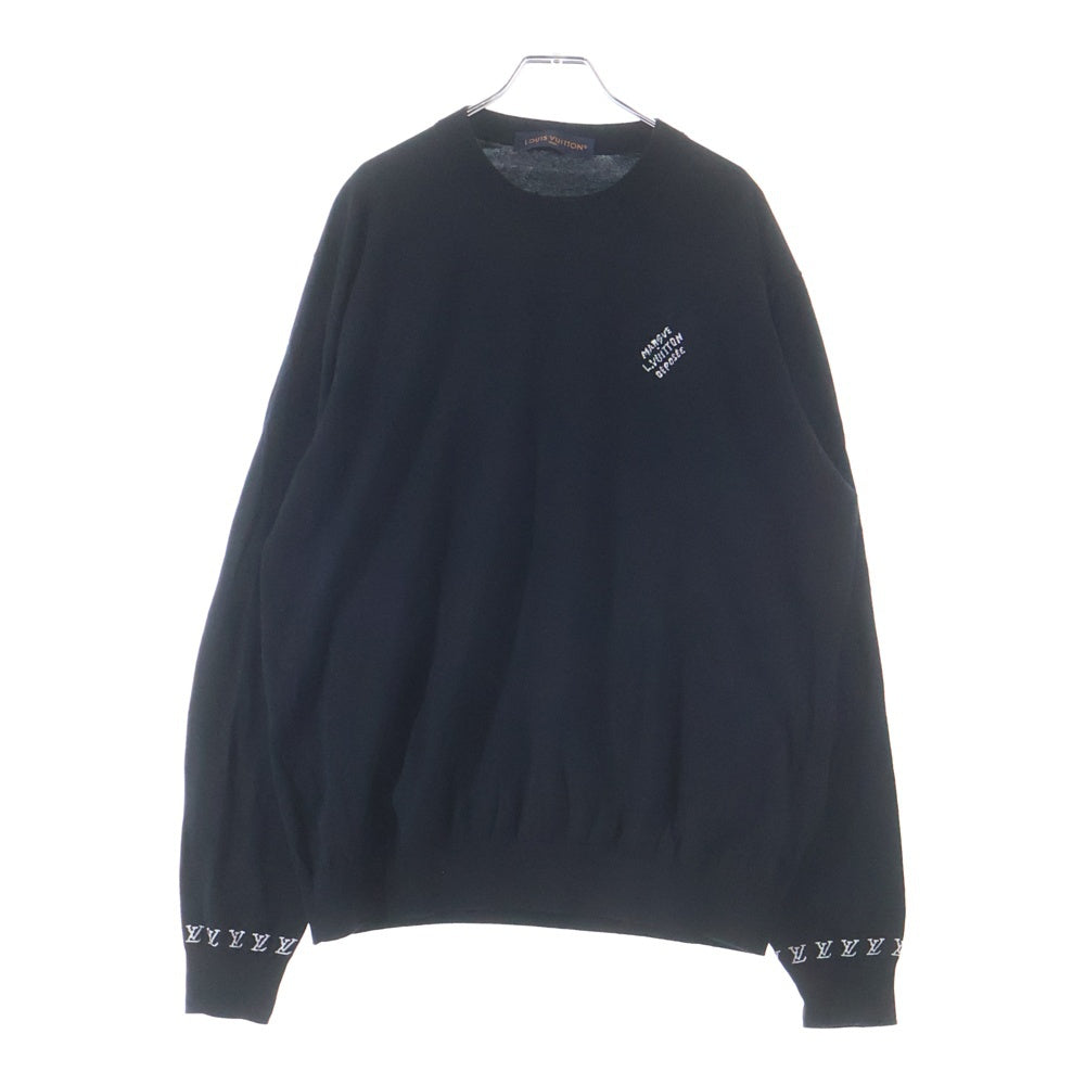 LOUIS VUITTON(ルイヴィトン) 24AW モノグラム ロゴ刺繍 セーター 薄手 ニットウェア ブラック RM242MQ Z34 HRN43W