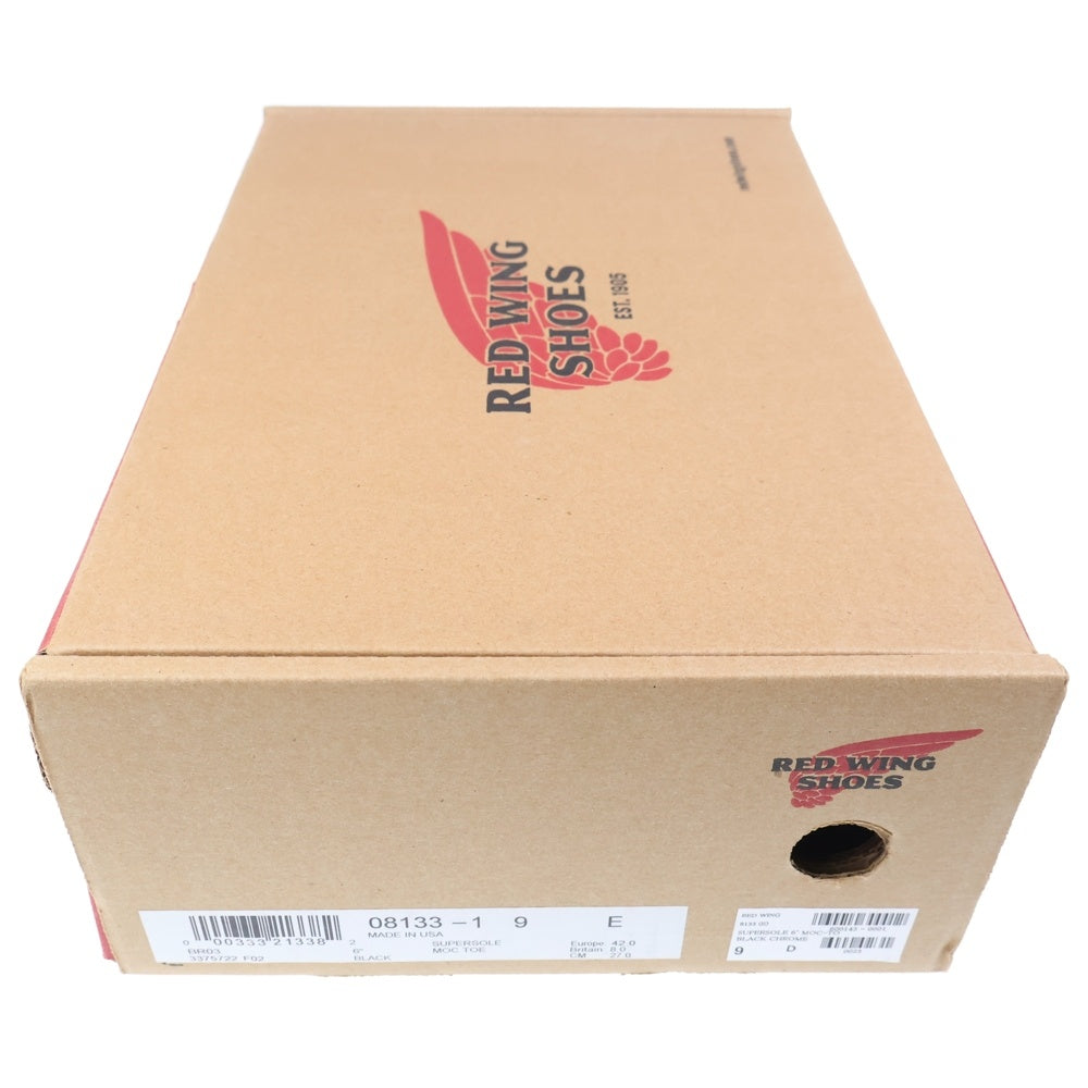 RED WING(レッド ウイング) 8133 SUPERSOLE 6INCH MOC TOE スーパーソール モックトゥ レザー レースアップブーツ ブラック US9/27cm