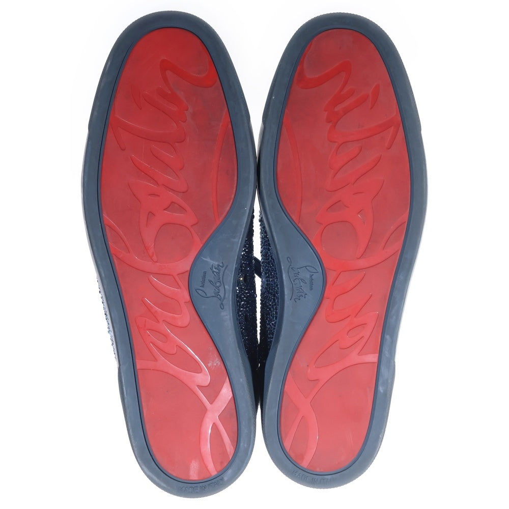 CHRISTIAN LOUBOUTIN(クリスチャンルブタン) ルイス ストラス ラインストーン スエード レザーローカットスニーカー ネイビー