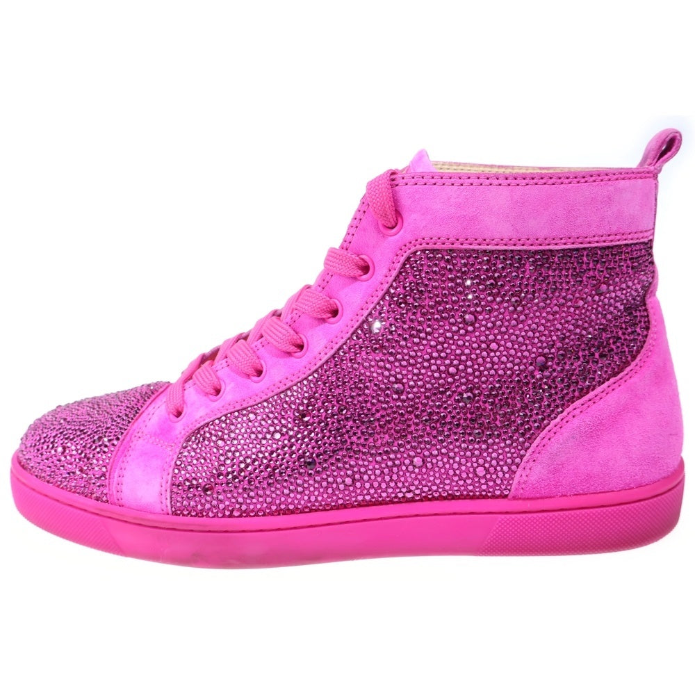 CHRISTIAN LOUBOUTIN(クリスチャンルブタン) ルイス ストラス ラインストーン スエード レザーローカットスニーカー ピンク