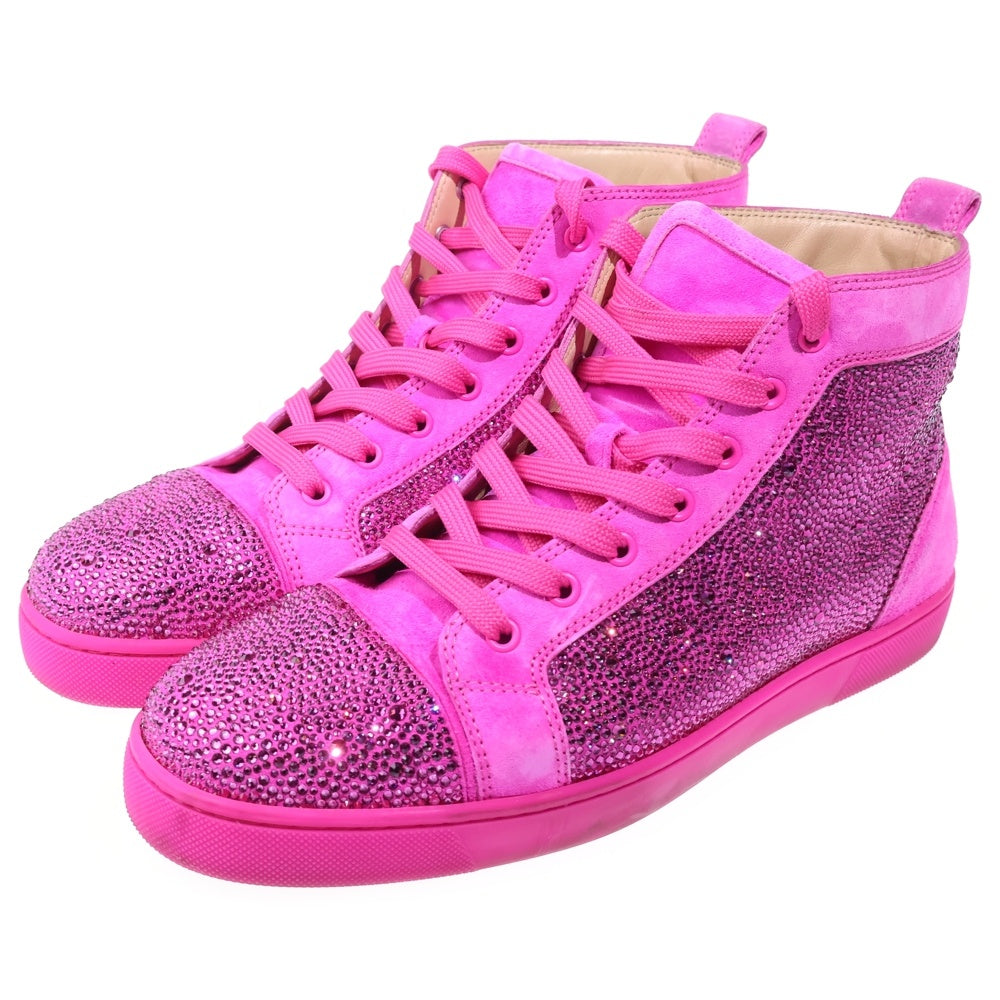 CHRISTIAN LOUBOUTIN(クリスチャンルブタン) ルイス ストラス ラインストーン スエード レザーローカットスニーカー ピンク