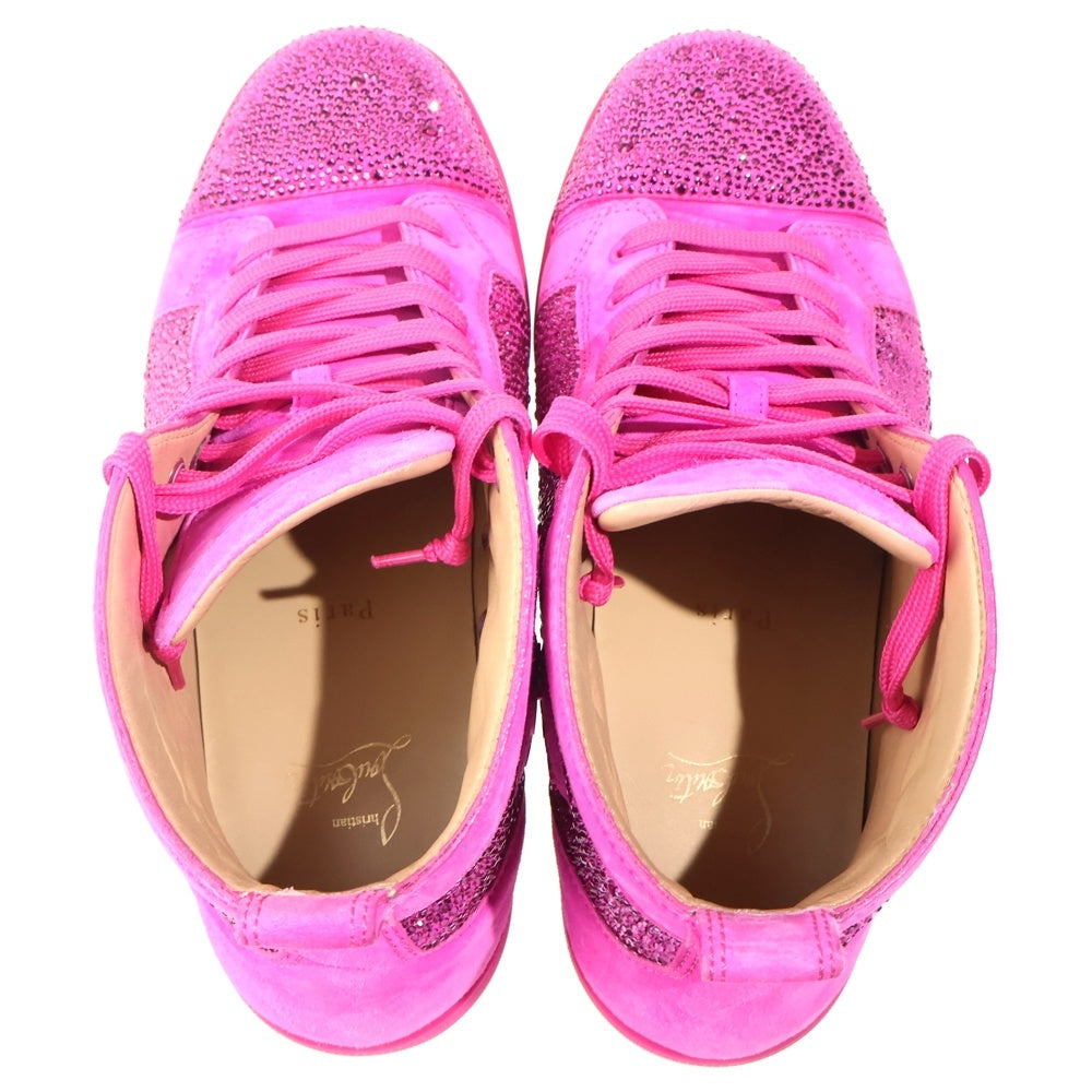 CHRISTIAN LOUBOUTIN(クリスチャンルブタン) ルイス ストラス ラインストーン スエード レザーローカットスニーカー ピンク