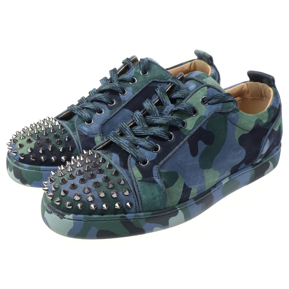 CHRISTIAN LOUBOUTIN(クリスチャンルブタン) ルイジュニア カモ柄 スタッズ スエード レザーローカットスニーカー カーキ/ネイビー