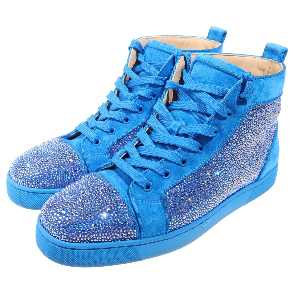 CHRISTIAN LOUBOUTIN(クリスチャンルブタン) ルイス ストラス ラインストーン スエード レザーローカットスニーカー ブルー