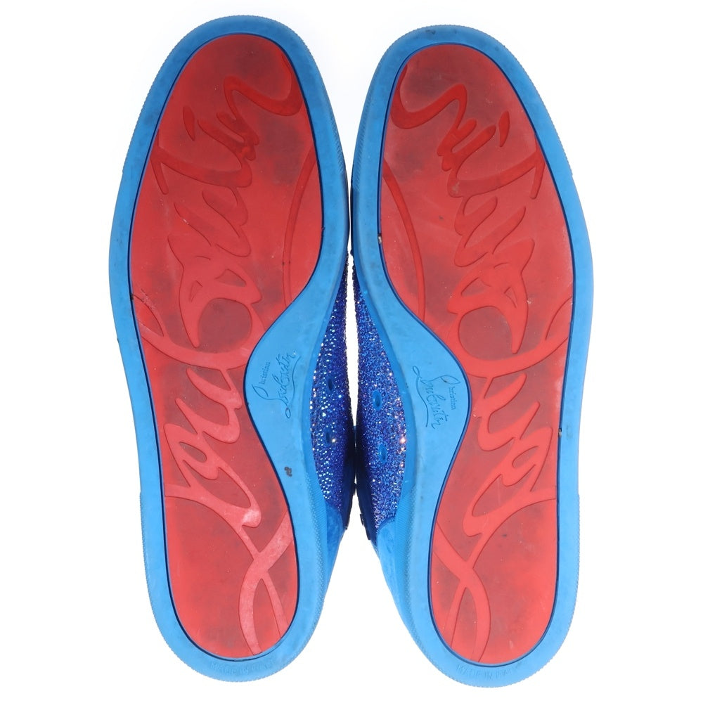 CHRISTIAN LOUBOUTIN(クリスチャンルブタン) ルイス ストラス ラインストーン スエード レザーローカットスニーカー ブルー