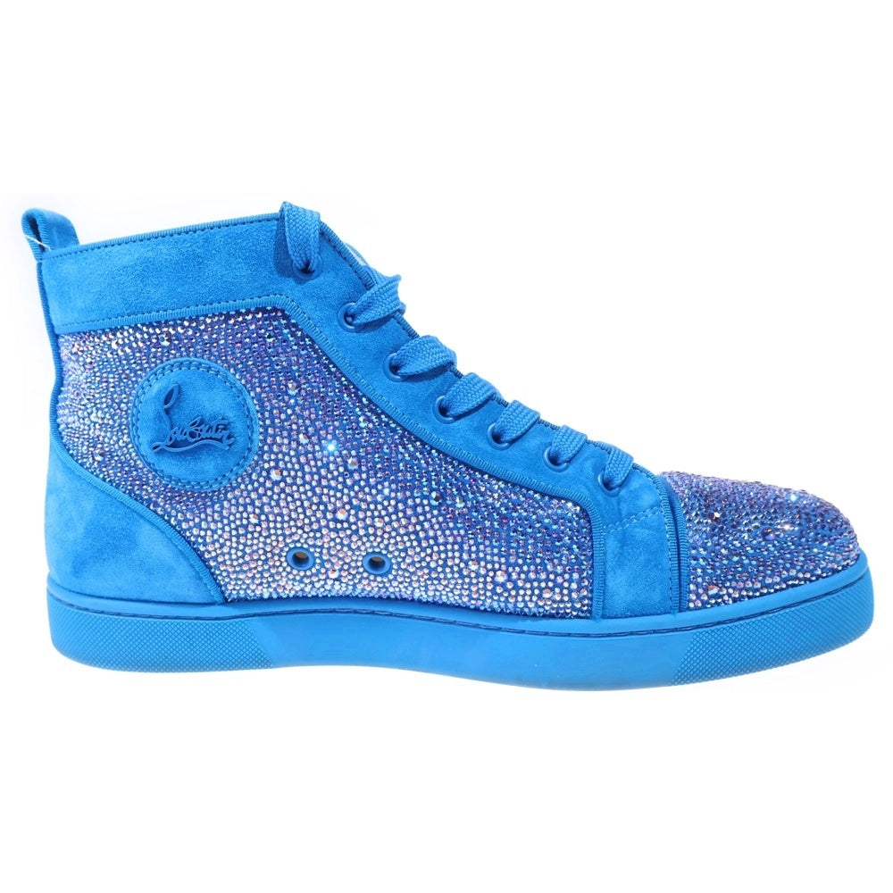 CHRISTIAN LOUBOUTIN(クリスチャンルブタン) ルイス ストラス ラインストーン スエード レザーローカットスニーカー ブルー