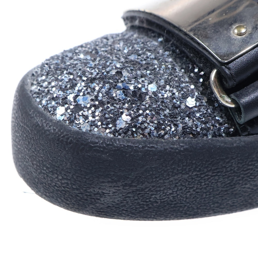 GIUSEPPE ZANOTTI(ジュゼッペ ザノッティ) ベルクロプレート ラメ レザー ハイカットスニーカー ブラック/シルバー