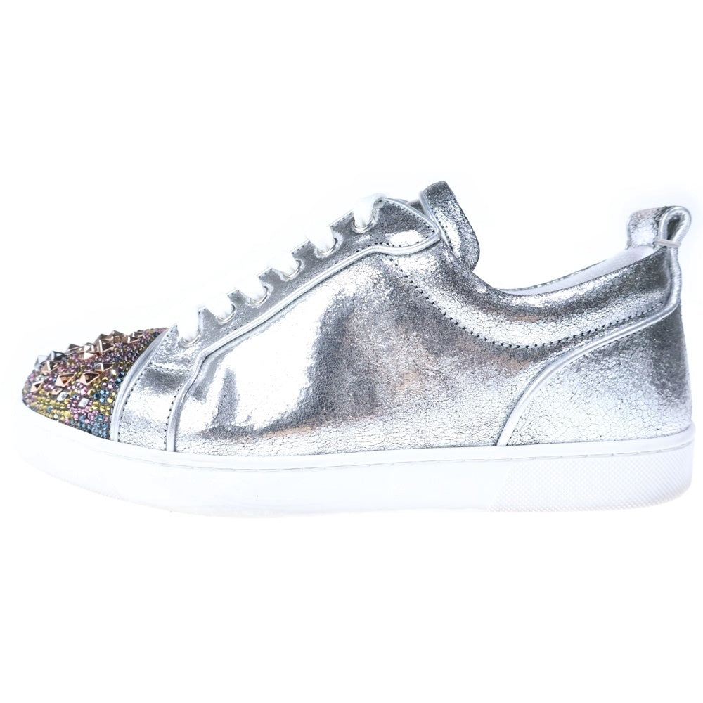 CHRISTIAN LOUBOUTIN(クリスチャンルブタン) スパイク スタッズ ラインストーン レザー ローカットスニーカー シルバー