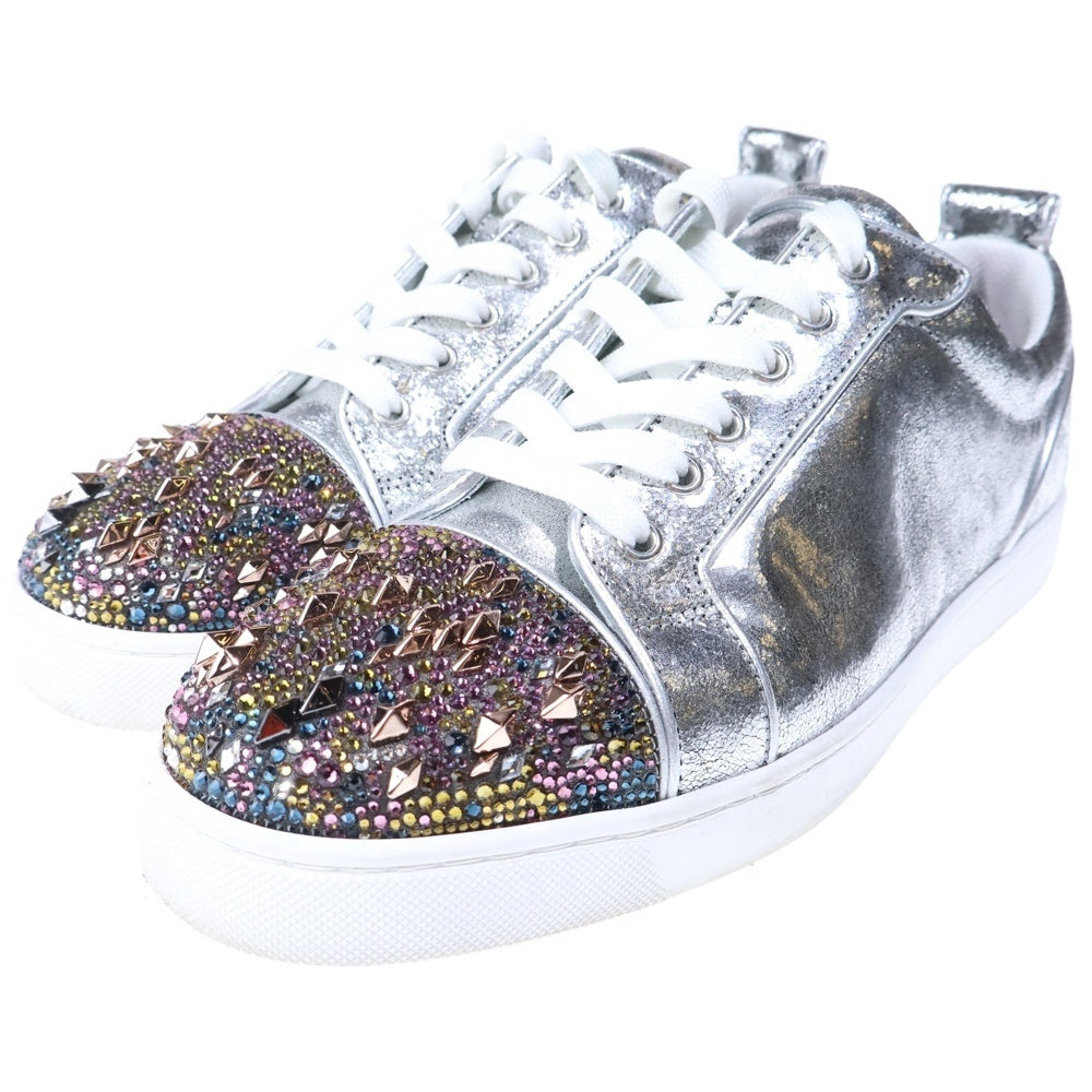 CHRISTIAN LOUBOUTIN(クリスチャンルブタン) スパイク スタッズ ラインストーン レザー ローカットスニーカー シルバー