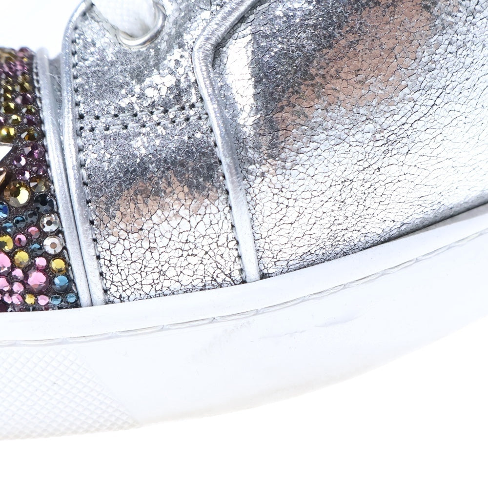 CHRISTIAN LOUBOUTIN(クリスチャンルブタン) スパイク スタッズ ラインストーン レザー ローカットスニーカー シルバー
