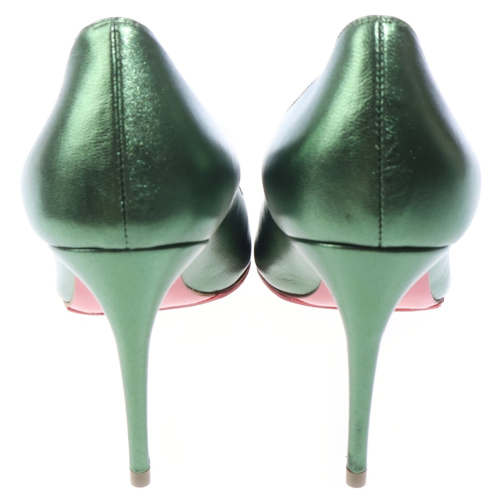 CHRISTIAN LOUBOUTIN(クリスチャンルブタン) レザー ポインテッドトゥ ハイヒール パンプス グリーン レディース