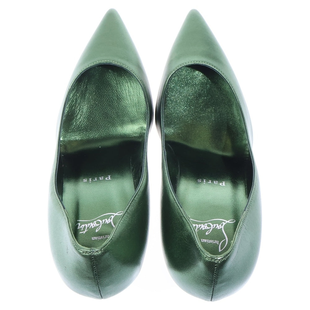 CHRISTIAN LOUBOUTIN(クリスチャンルブタン) レザー ポインテッドトゥ ハイヒール パンプス グリーン レディース