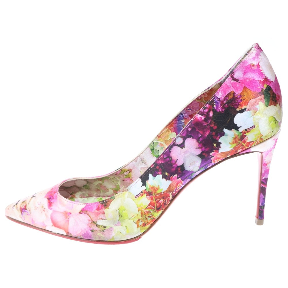 CHRISTIAN LOUBOUTIN(クリスチャンルブタン) フローラル総柄 レザー ポインテッドトゥ ハイヒール パンプス ピンク レディース