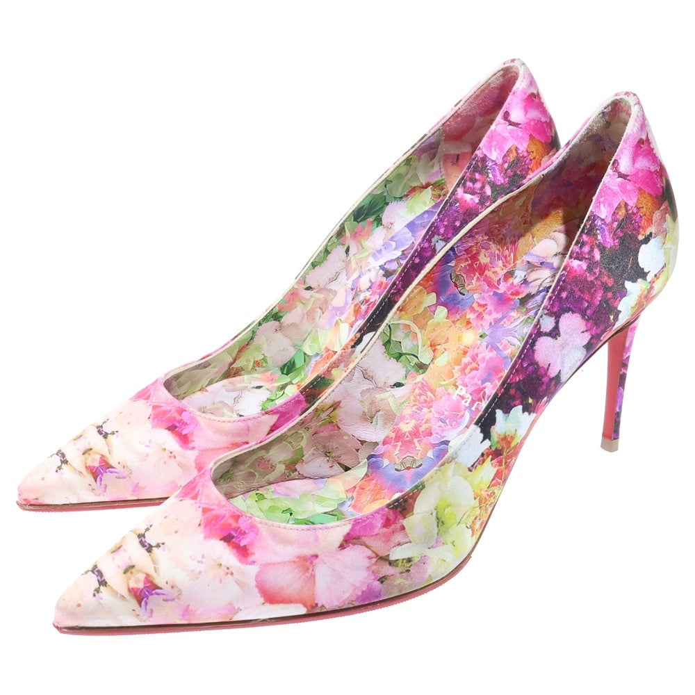 CHRISTIAN LOUBOUTIN(クリスチャンルブタン) フローラル総柄 レザー ポインテッドトゥ ハイヒール パンプス ピンク レディース