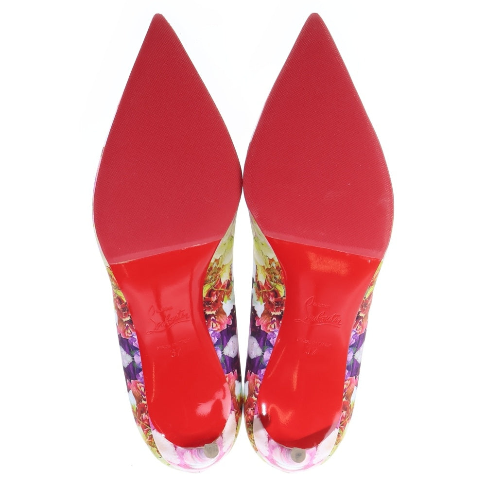 CHRISTIAN LOUBOUTIN(クリスチャンルブタン) フローラル総柄 レザー ポインテッドトゥ ハイヒール パンプス ピンク レディース