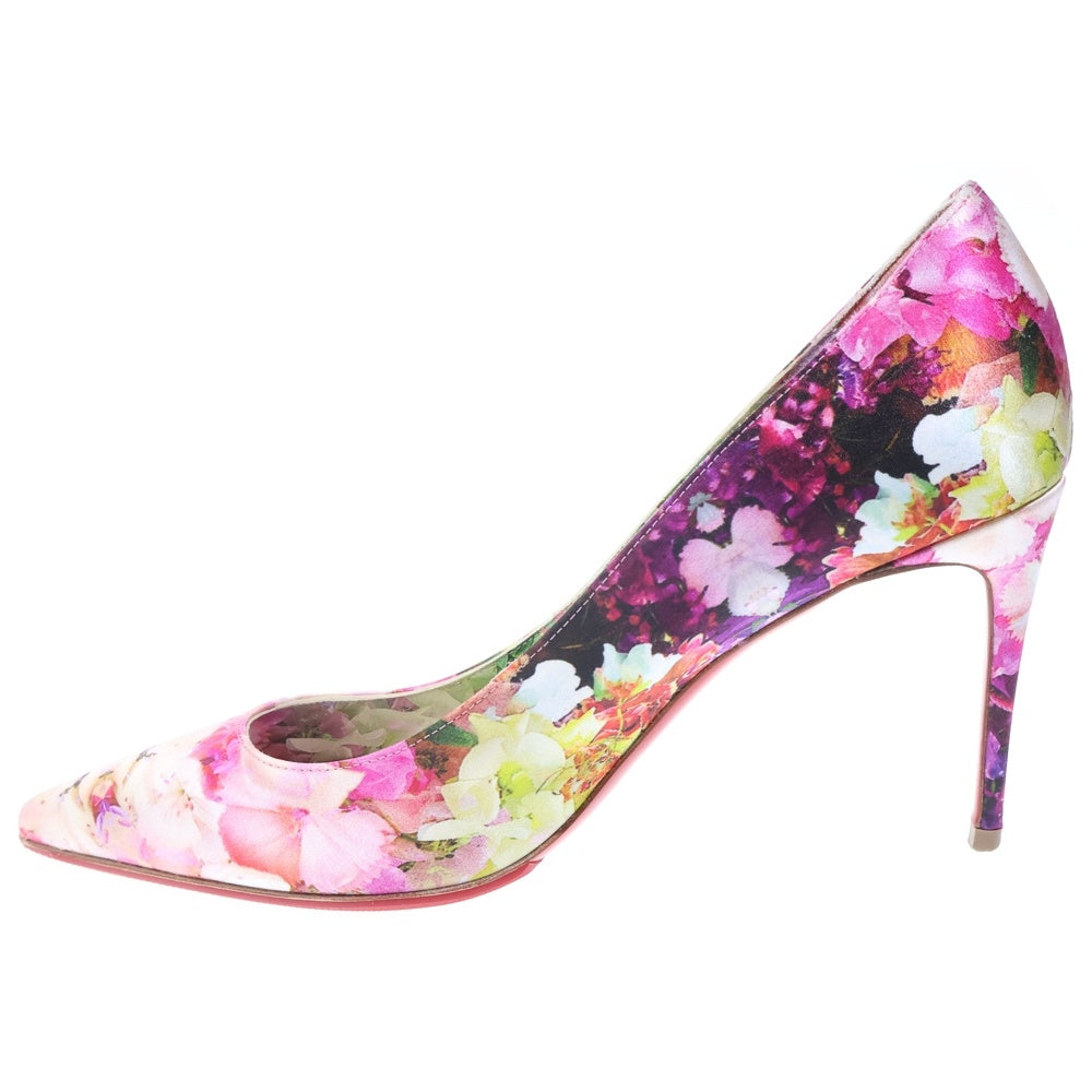 CHRISTIAN LOUBOUTIN(クリスチャンルブタン) フローラル総柄 レザー ポインテッドトゥ ハイヒール パンプス ピンク レディース