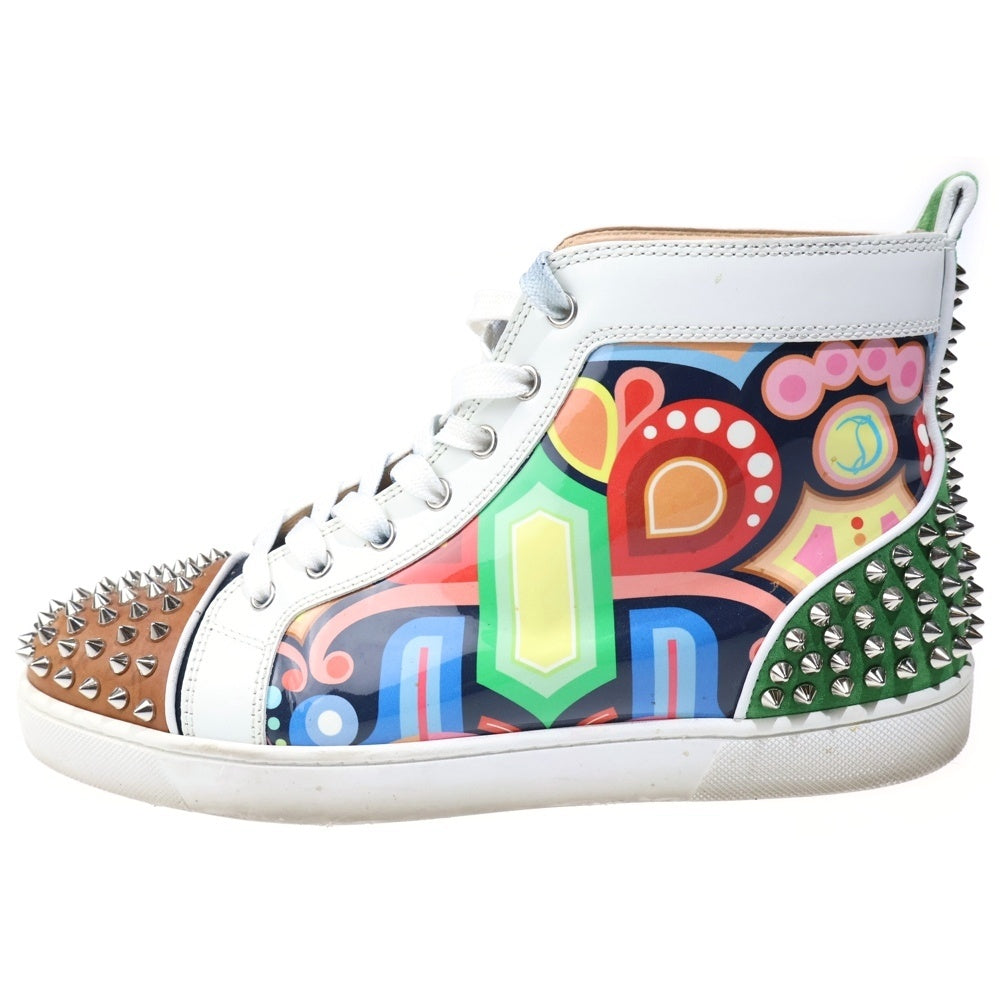 CHRISTIAN LOUBOUTIN(クリスチャンルブタン) スパイク スタッズ グラフィック レザー ハイカットスニーカー マルチ