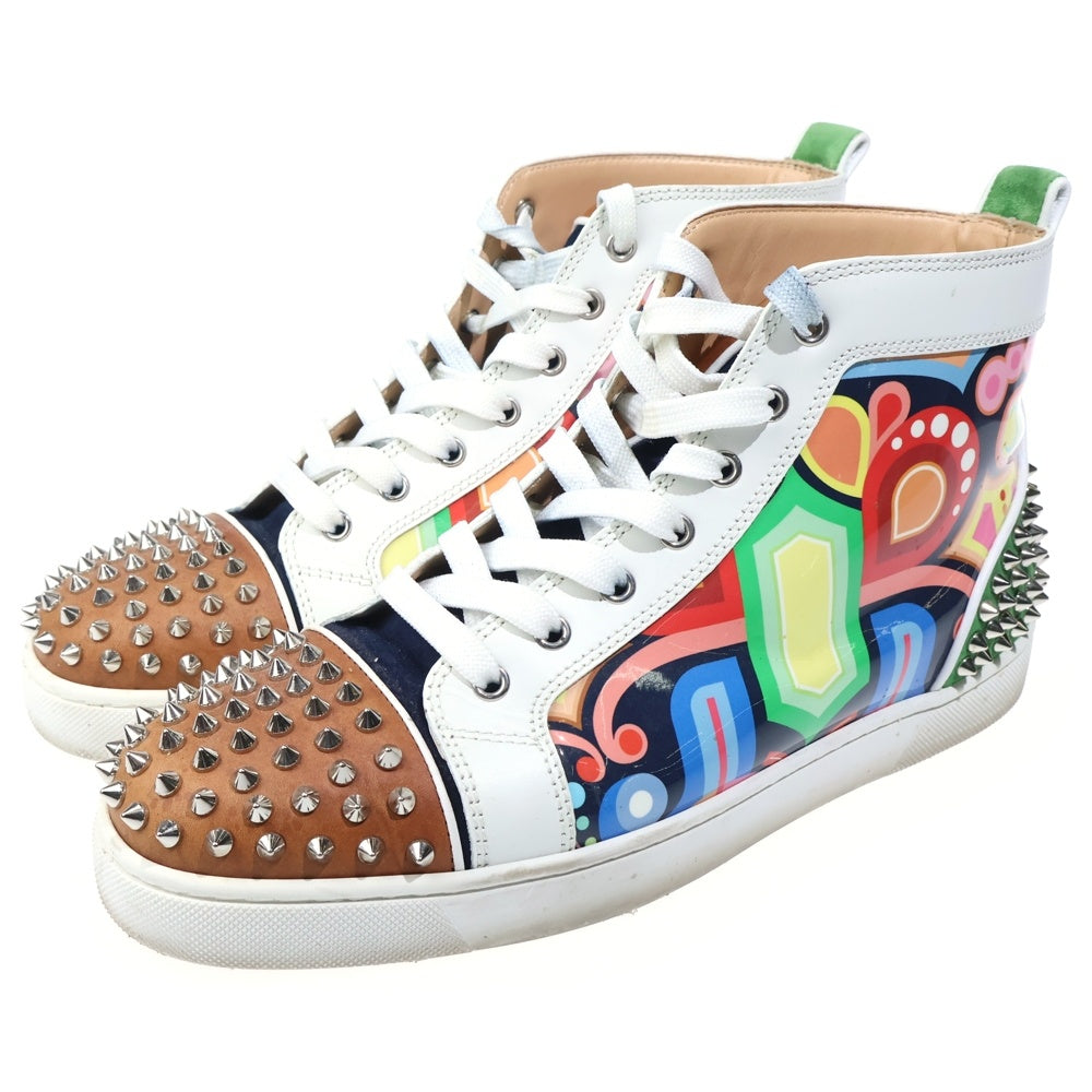 CHRISTIAN LOUBOUTIN(クリスチャンルブタン) スパイク スタッズ グラフィック レザー ハイカットスニーカー マルチ