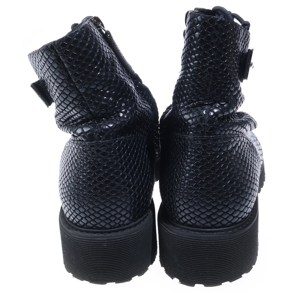 GIUSEPPE ZANOTTI(ジュゼッペ ザノッティ) サイドジップ プレート レースアップ ブーツ ブラック