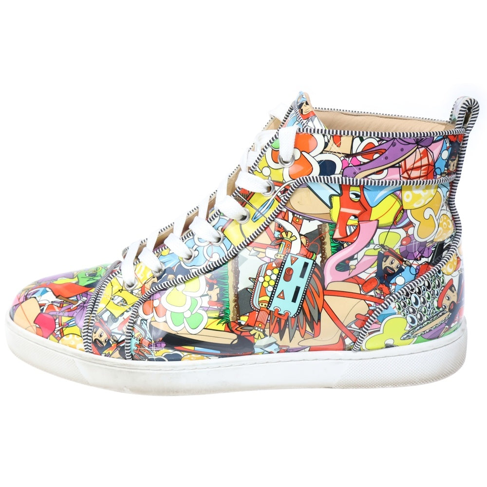 CHRISTIAN LOUBOUTIN(クリスチャンルブタン) LOUIS ORLATO PRINTED HIGH-TOP SNEAKERS 総柄 エナメルハイカットスニーカー マルチ 43