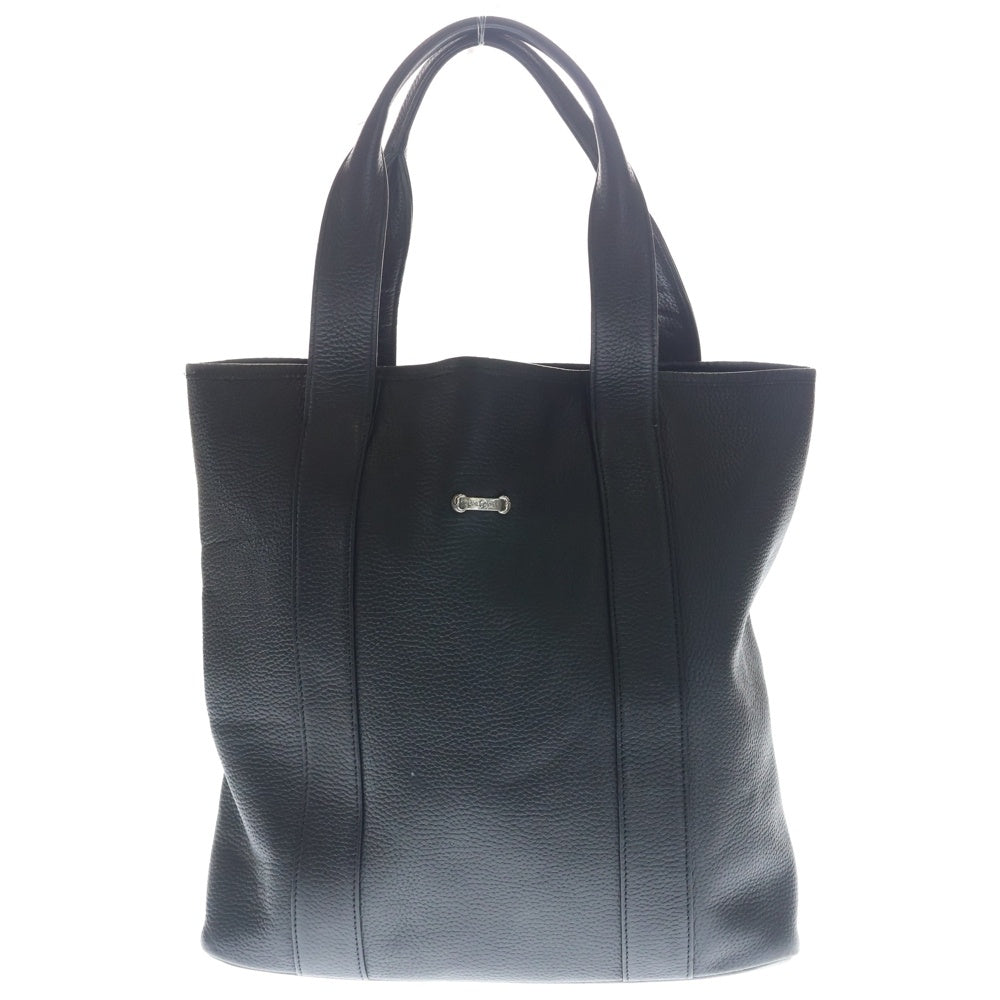 LONE ONES(ロンワンズ) Tote Bag ロゴプレート付きレザートートバッグ ブラック/シルバー